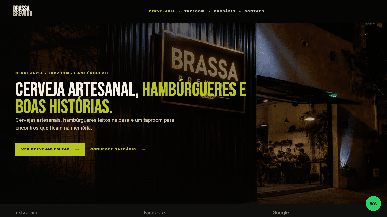 Página inicial do projeto BRASSA BREWING